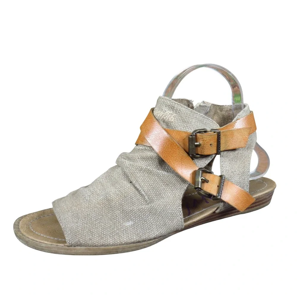 Blowfish Balla Womens Sandal Size 8 Fashion Comfort Taupe Textile Strappy Buckle